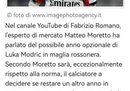 意甲媒体透露：米兰与莫德里奇续约的决定权在莫德里奇，目前沙特卡塔尔那(nà)边对他都有兴趣(qù)