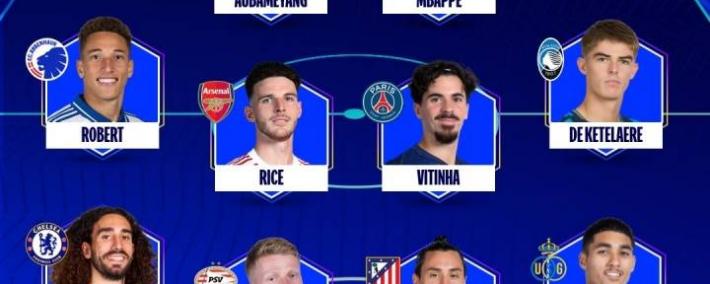 欧冠最佳阵容：姆巴佩大四喜领锋线 全胜賴(lài)斯坐镇中场