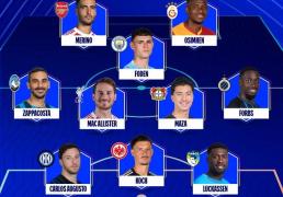UEFA欧冠(guān)最佳(jiā)阵：奥斯梅恩+梅里诺+福登(dēng)领啣(xián) 无哈姆凯