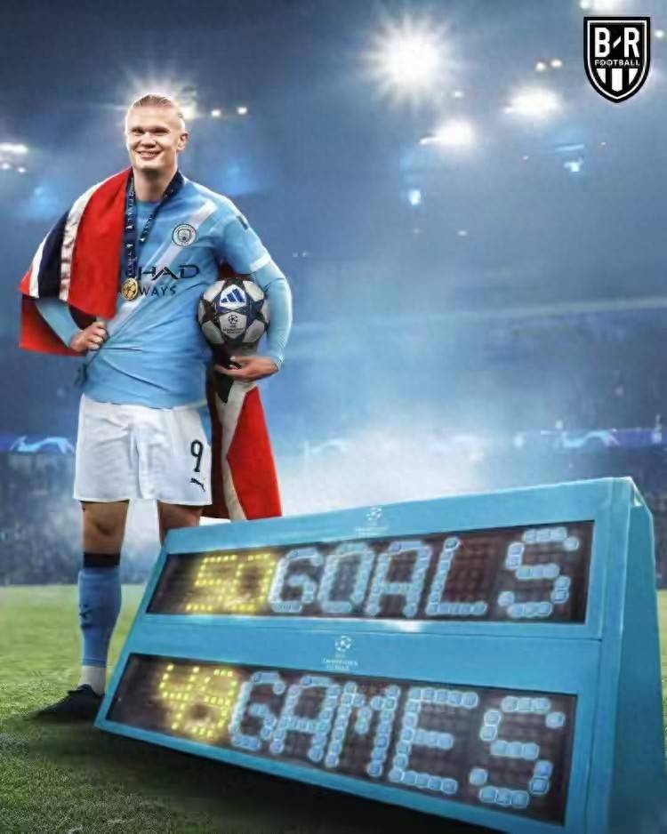 哈兰德49场欧冠打入50球超越梅西amp;范尼成历史最快官方送祝(zhù)福